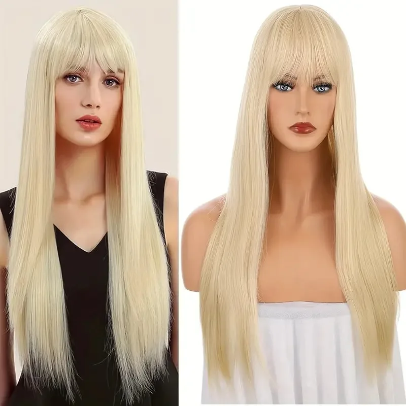 باروكة صناعية برتقالية، شعر طويل مستقيم، باروكة تنكرية لحفلات الهالوين، باروكة يومية، قبعة شعر مستعار حريرية تتحمل درجات الحرارة العالية