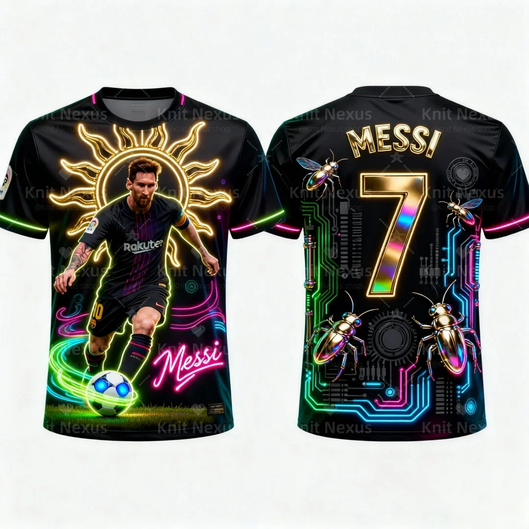 Messi Fan Commemorative No. 7 Football Jersey Autumn Sports Leisure Dry Quickly Men's T-Shirt Children's Clothing Tee Y2k Woman
