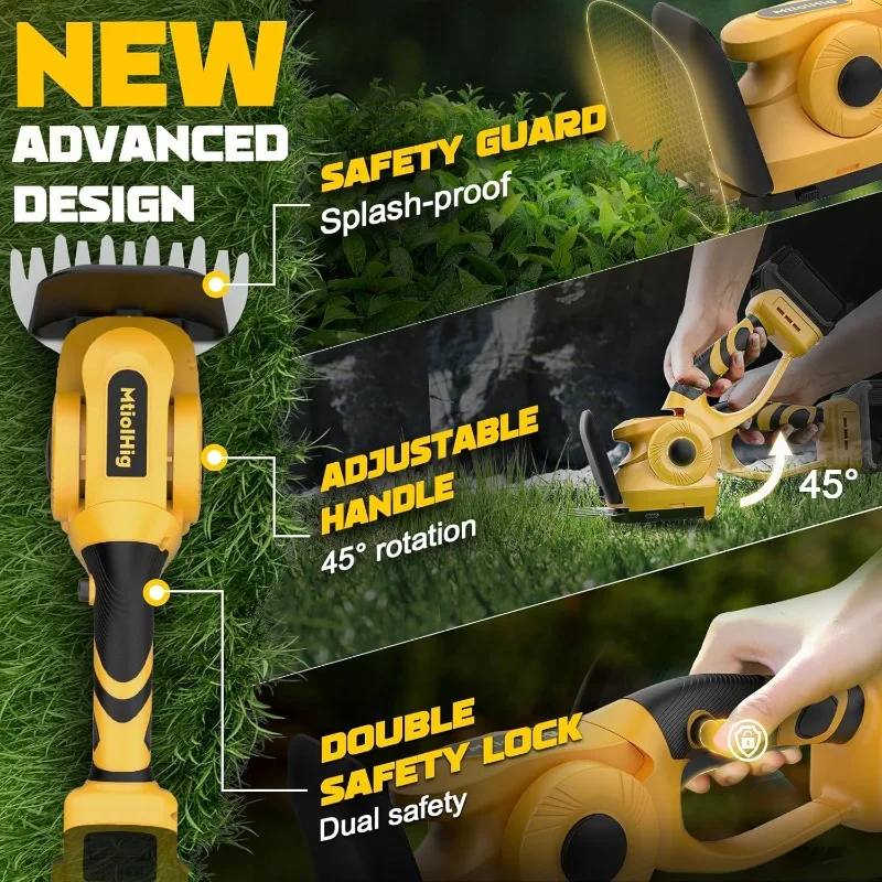 Cordless Hedge Trimmer for Dewalt 20V Max Battery: 2 in 1 Electric Hedge Trimmer Cordless Grass Shear & Bush Trimmer