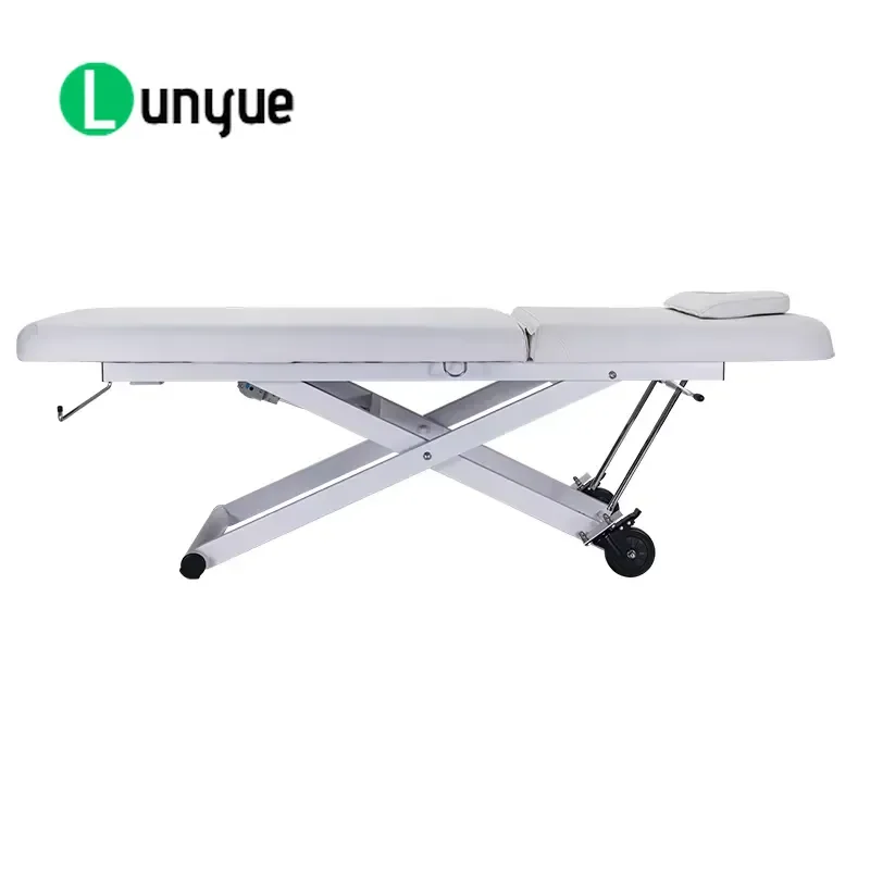 Durable White Electric Adjustable Massage Bed Modern Tattoo Table with Comfortable Cushions for Beauty Salons Hospitals