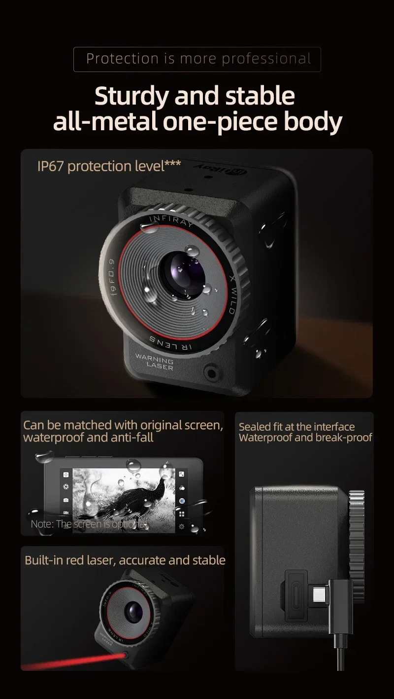 赤外線サーマルイメージャーカメラ 解像度256x192 50Hz NETD 25mK未満 ジャングル/プレーン/バードウォッチング用サーマルイメージング