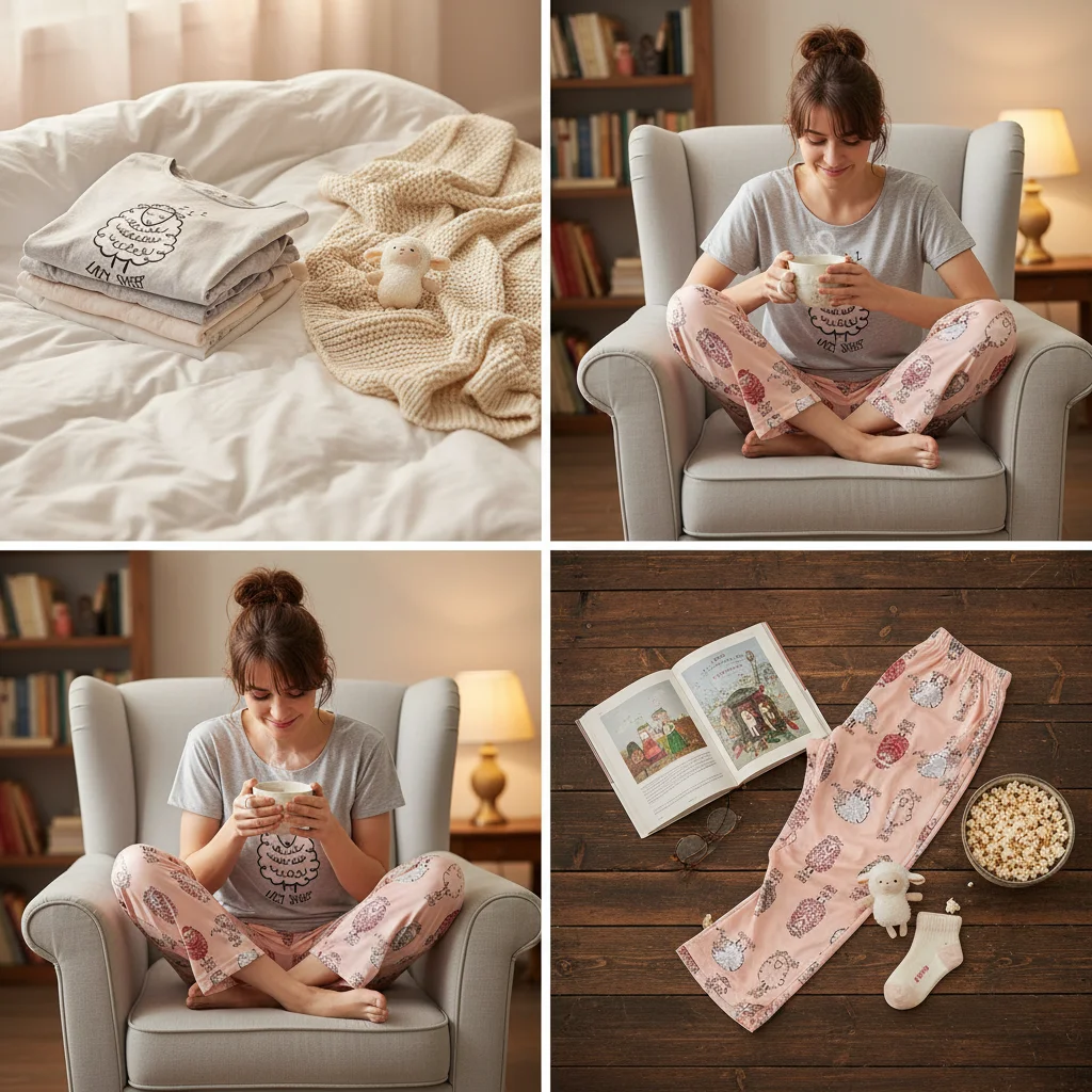 2-Piece Cotton Pajama Set Short Sleeve T-shirt and Long Pants Sexy Summer Casual Cartoon Sleepwear Big Size Options For Moms