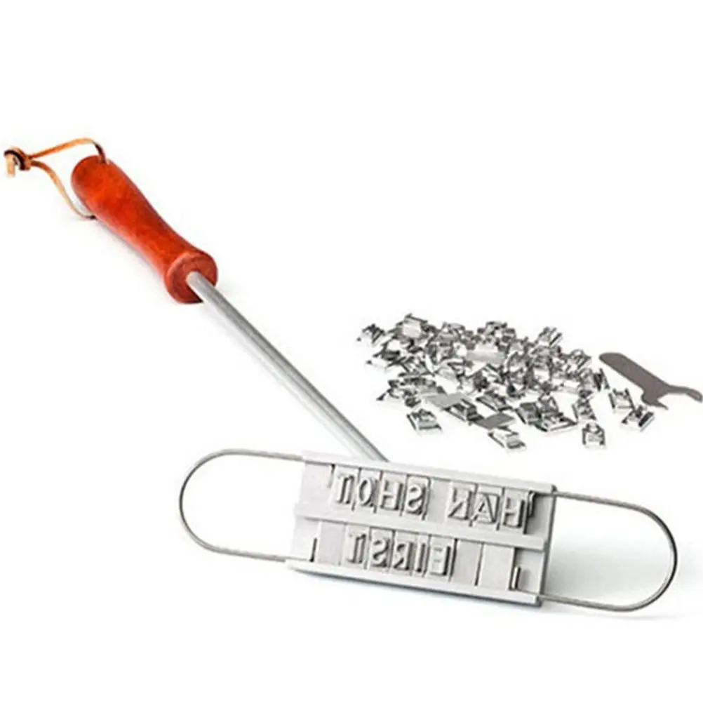 

BBQ Branding Iron Set 55 Letters Wooden Handle Steak Names Press Tool Meat BBQ Soldering Grill Letter Marking Kitchen Bar Tools