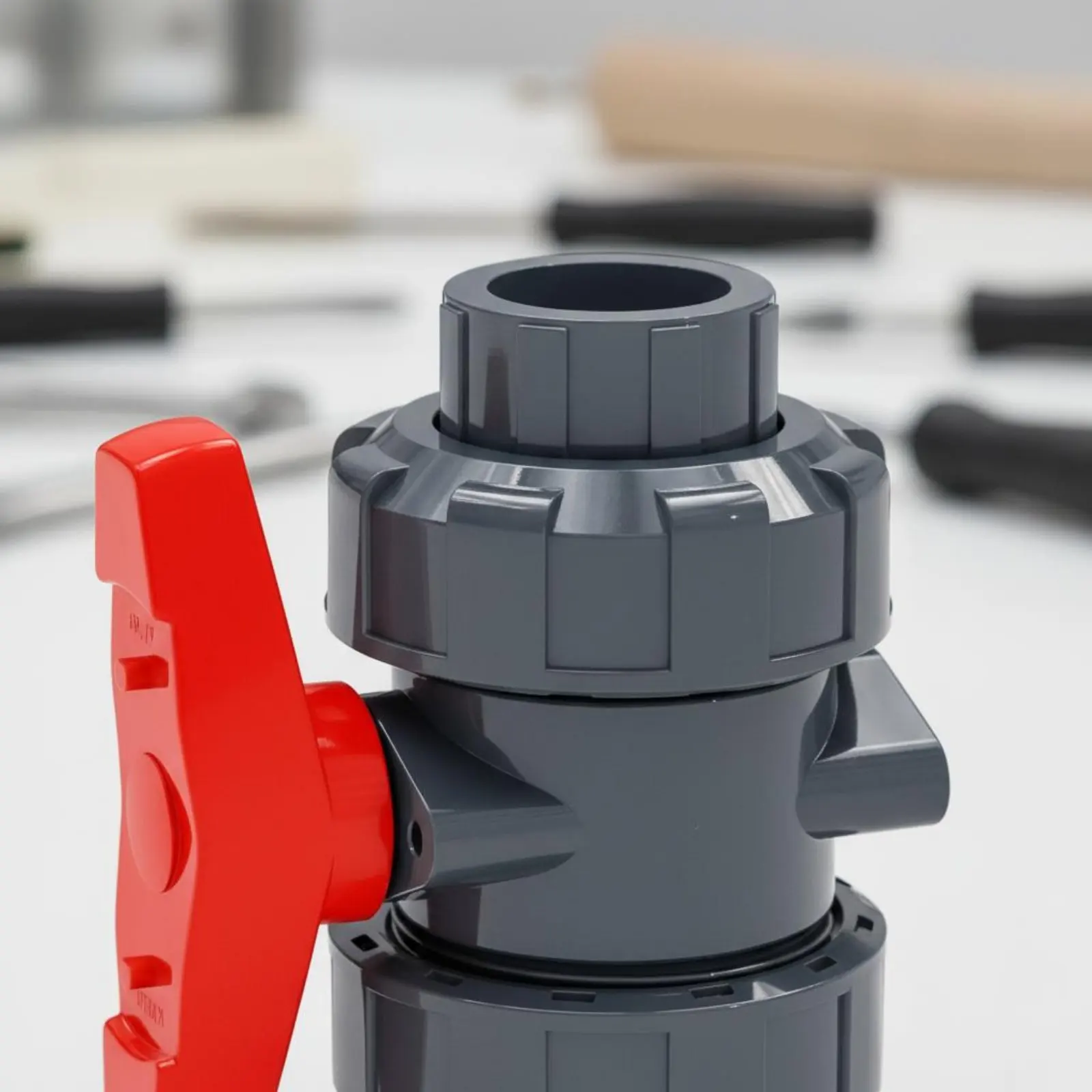 PVC Union Ball Valve Long-Lasting PVC Ball Valve Fluid Control Part Easy to Install 90 Degree Handle for Irrigation