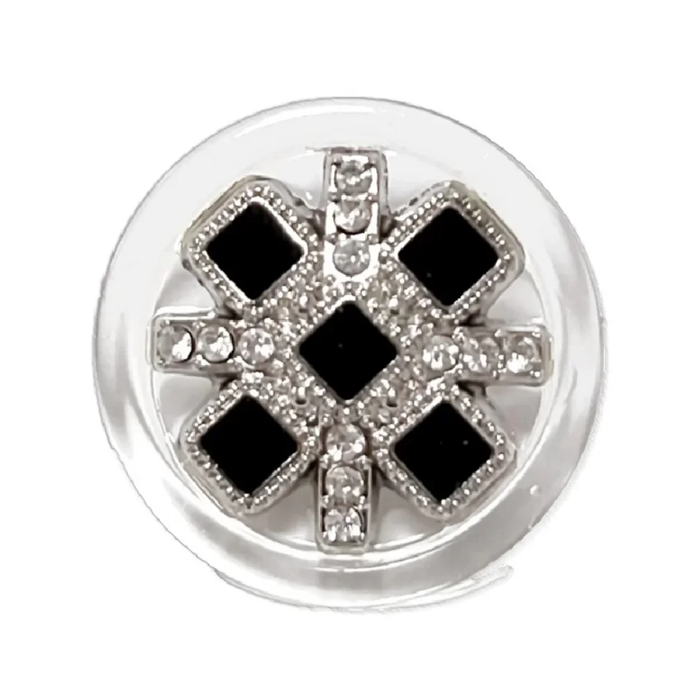 5 Pcs Exquisite Luxury Diamonds Clear Resin Base Metal Buttons Jumper Coat Blazer Jacket Elegant Decorative Buttons