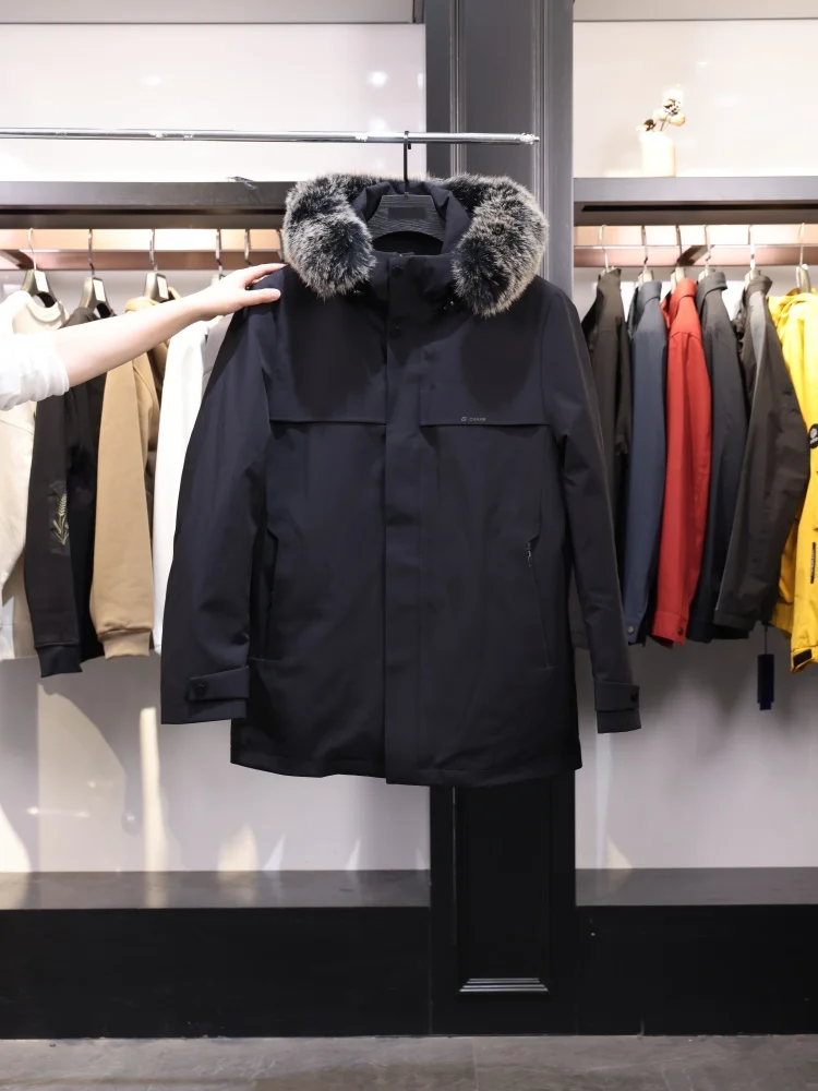 

ex Busin Warm Detachable Inner Hooded down Jaet Thiened Nylon Fiber Polyester Elastic Fiber Du down Filling Zipp...