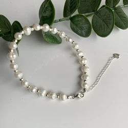 Real S925 Sterling Silver Bracelet 6-7mm Natural Freshwater Pearl Bracelet For Women