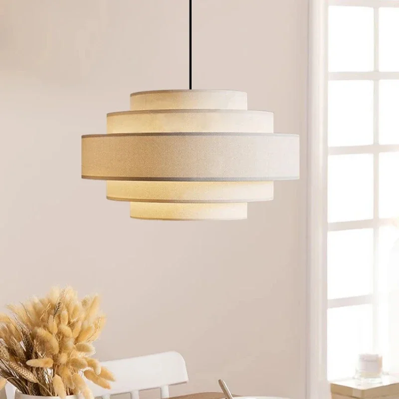 

Foyer Fabric E27 Led Pendant Lights Nordic Minimalism Ceiling Chandelier Lamp Modern Bedroom Suspend Lamp Bar Led Droplight