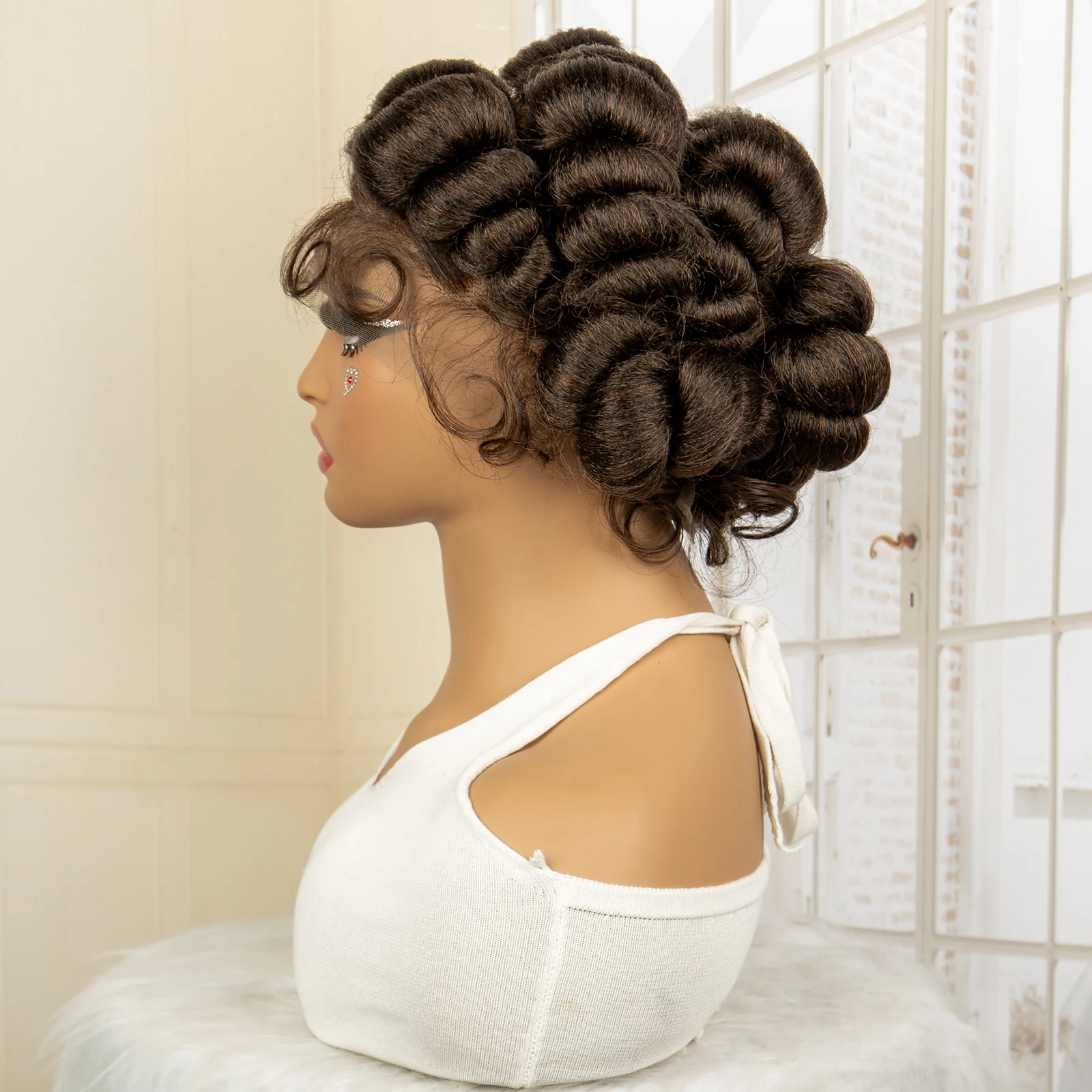 Afro Bantu Braided Wigs Synthetic Full Lace Knotless Box Braiding Wig for Black Women with Baby Hair Lace Frontal Braids Wig