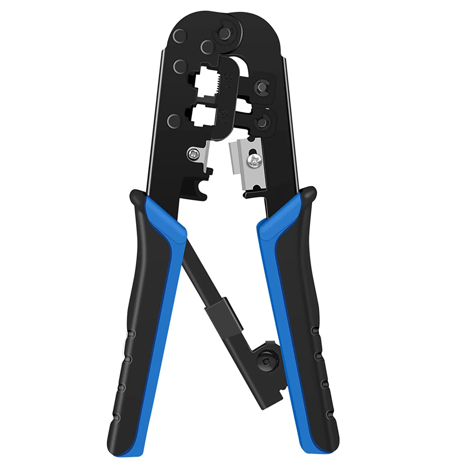 RJ45 Crimp Tool LAN Cable Cat5 Cat5e Crimping Tool for RJ22, RJ11/RJ12 and RJ45, Cut and Strip Tool