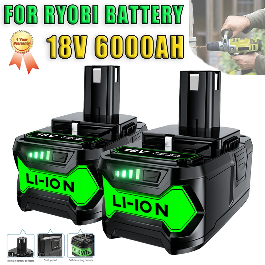 6.0Ah 18V Battery Lithium For Ryobi ONE+Plus P108 P102 P103 P104 P107 P109 P11718-Volt Cordless Tools battery