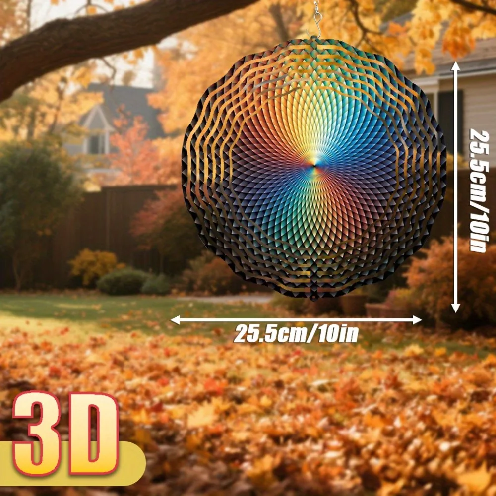 CIFBUY Colorful Gradient Round Pattern Metal Wind Spinner 360 Degree Rotating Hook DIY Creative Windmill Garden Patio Yard Decor