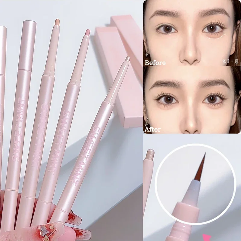 ダブルエンドアイライナー横たわるカイコペン 2-in-1 クイックドライアイライナーペンシルマットグリッターブラウンハイライタースティックメイクアップ化粧品