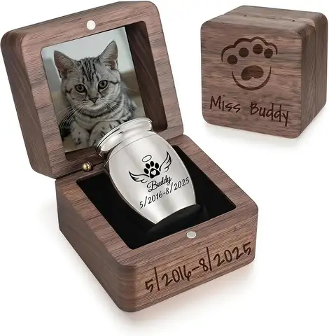 Personalized Pet Urn for Dogs Cats Custom Mini Urn Dog Ashes Keepsake with Engraving Photo Name Date Gift for Pet Lovers