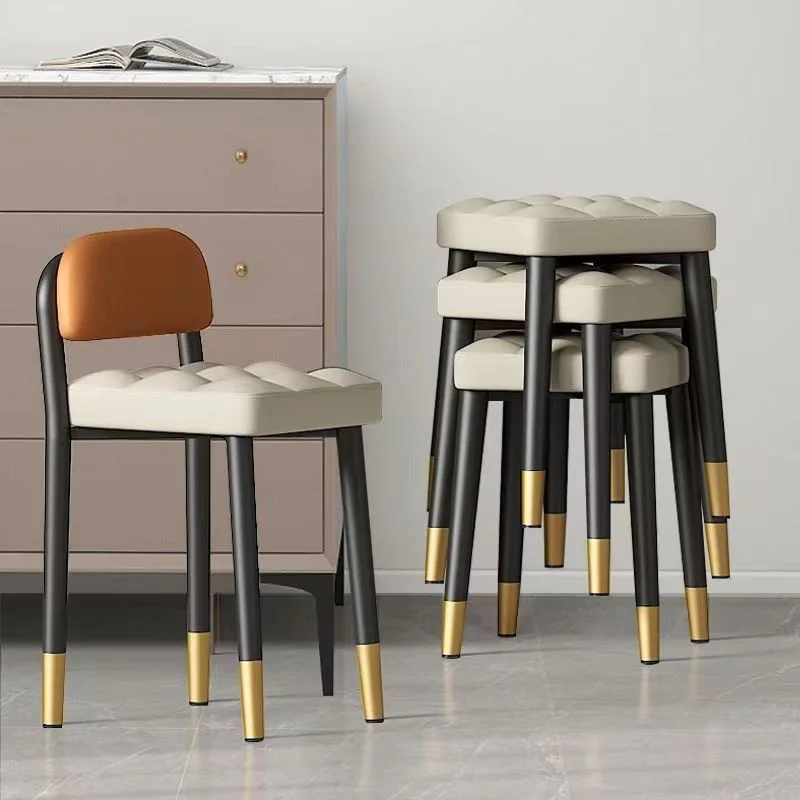 #¥Dining Chair Back Chair Household Small Round Stool Dining Chair Bedroom Nail Dressing Stool