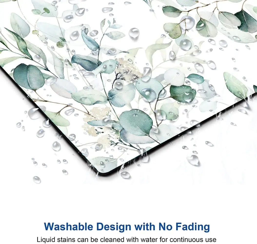 Personalized Computer Mouse Pads with Green Leaves Design Washable Mouse Mat with Lycra Cloth Office Home Non-Slip Rubber Base