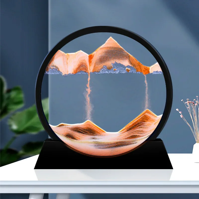 

Newest 3D Moving Sand Art Painting Hourglass Deep Sea Sandscape Quicksand Round Glass Sand Clock Ornament Office Home Decor Gift