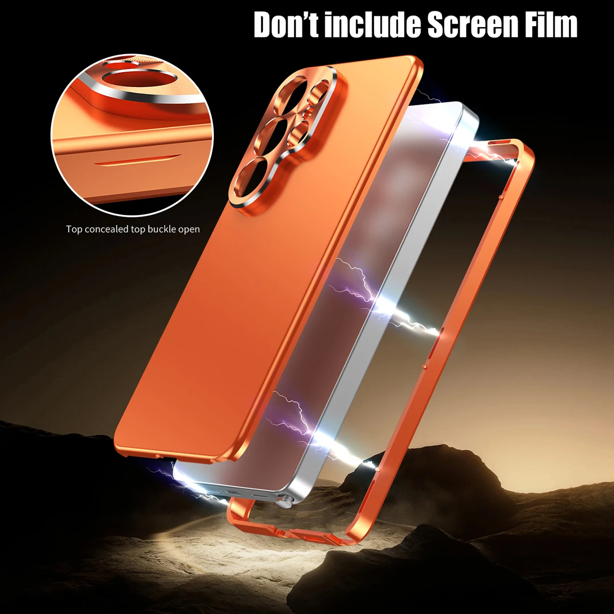 Etui do Samsung Galaxy S26 Ultra Plus S25 S24 S23 Ultra z magnetycznym zamknięciem, aluminiową ramką, plastikową tylną obudową i metalową wstawką. — zdjęcie produktu 5