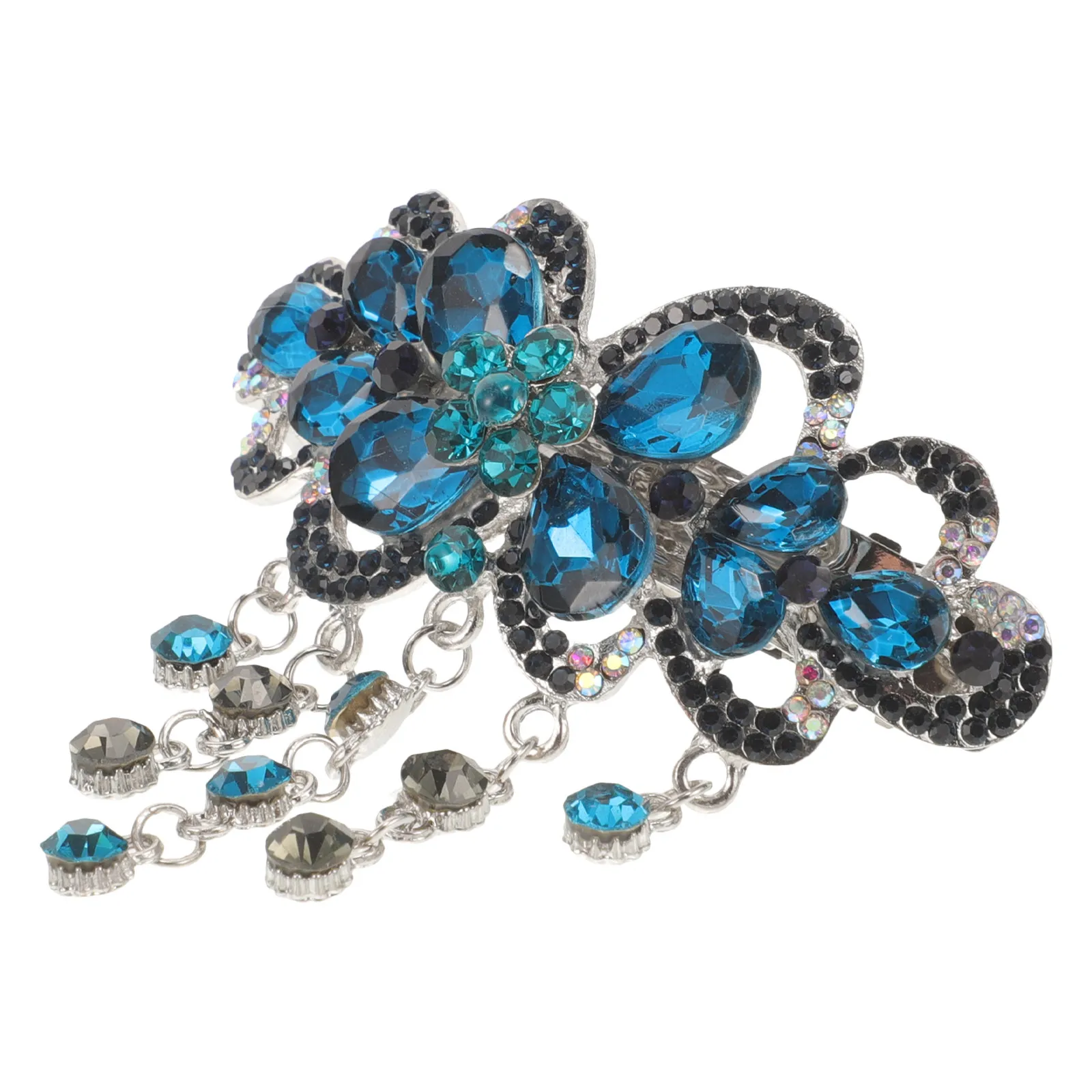 

Заколка-зажим для волос с цветами и стразами, из сплава, пружинная, для свадеб, торжеств и укладки волос