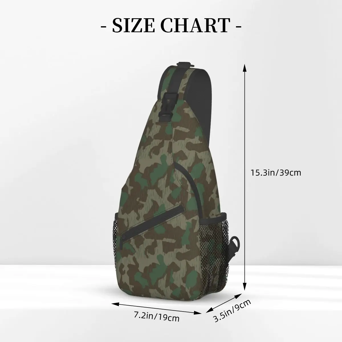 German Splittermuster Camouflage Crossbody Sling Bag Small Chest Bag camo Shoulder Backpack Daypack Hiking Travel Cycling Bag