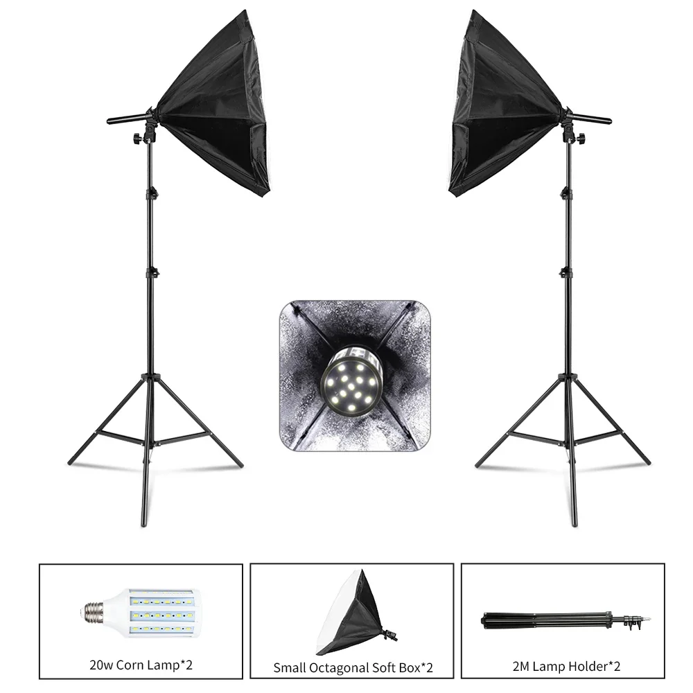 

Photography Portable 50cm Small Softbox Uniform Soft Lighting Suitable Shooting Small Objects with 2M Tripod Muti Lighting Bulbs