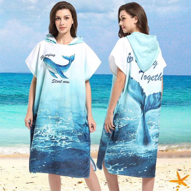 Hot Quick Dry Towel Diving Surf Changing Robe Poncho Towel with Hood Microfiber Absorbent Sweat-absorbent Swim Robe