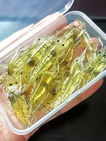 5/10/20pcs Goture Shrimp Lures Soft Shrimp Fishing Lures For Freshwater Saltwater Luminous Shrimp Bait Set With Sharp Hook Bead