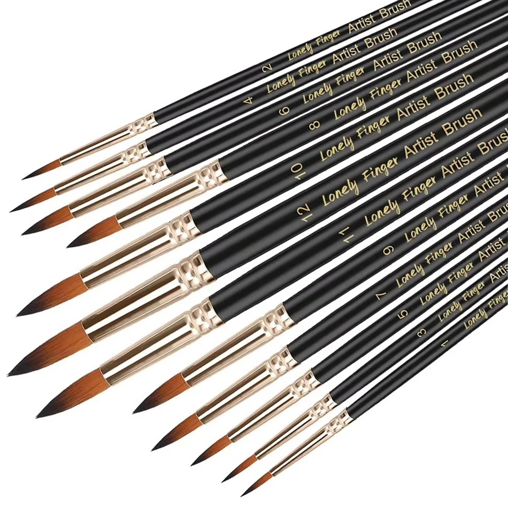 

12pcs Professional Paint Brushes Set Round Pointed Tip Nylon Hair Artist Acrylic Brush For Acrylic Watercolor Oil Painting Body