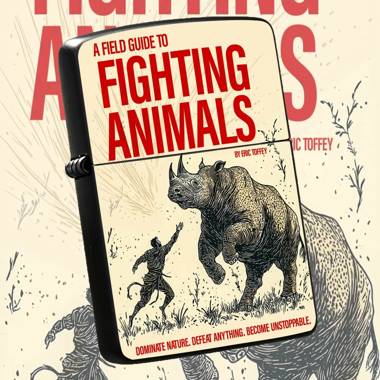Creative Fighting Rhino Themed Lighter A Field Guide To Fighting Animals Pattern Portable Igniter Fun Outdoor Exploration Peripheral Daily Use Practical Gift For Friends Multi-Scenario Available Decorative Accessory For A Humorous And Inter