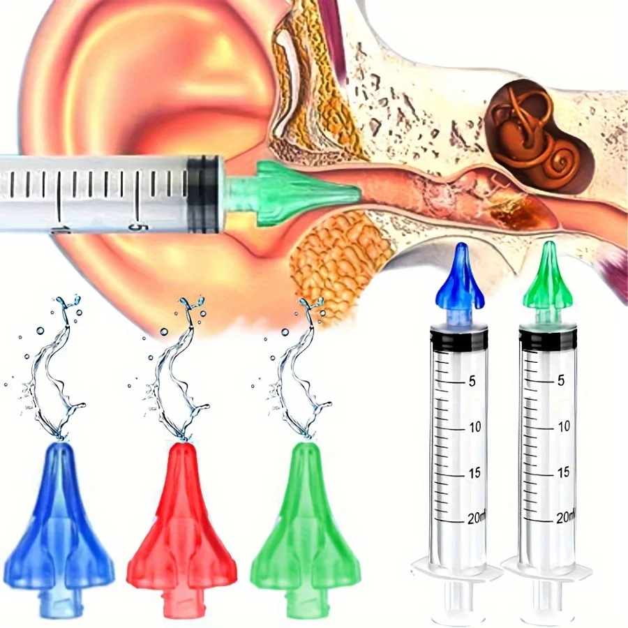 Ear Wax Removal Rinse Syringe Tool Kit with Ear Syringe Replacement Tip Nozzle, Ear Wax Remover Ear Cleaning Kit, Ear Cleaner Wa