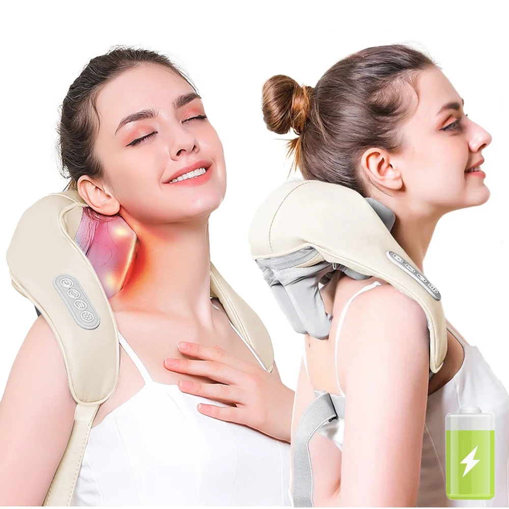 

10W Wireless Neck And Back Massager Neck And Shoulder Shiatsu 5D Kneading Massage Shawl Neck Cervical Relax Trapezius Massager