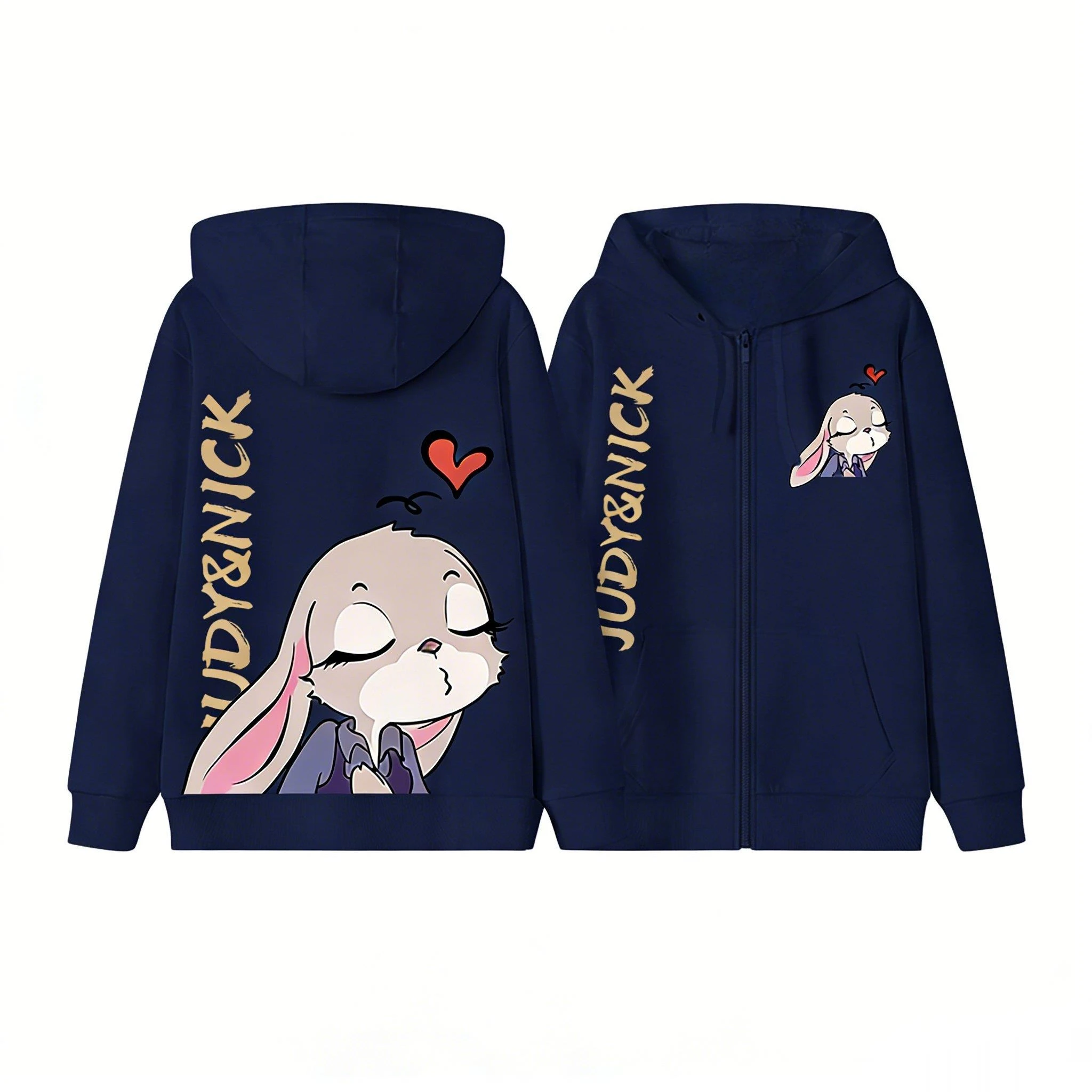 ズートピアジュディニック漫画パーカー男性女性ジップアップスウェットシャツプリントカジュアルストリートウェア 2026 秋冬アニメコスプレジャケット