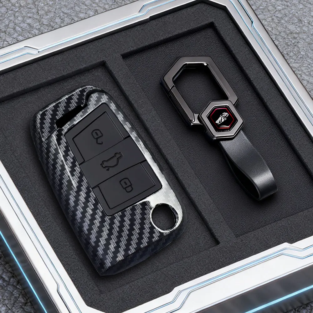 3 4 Tasten Carbon Auto Schlüssel Fall Abdeckung Fob Für Volkswagen VW Golf 7 ALLTRACK MK7 Tiguan SEAT Ateca Leon FR 2 Ibiza Skoda Octavia – Detail 3