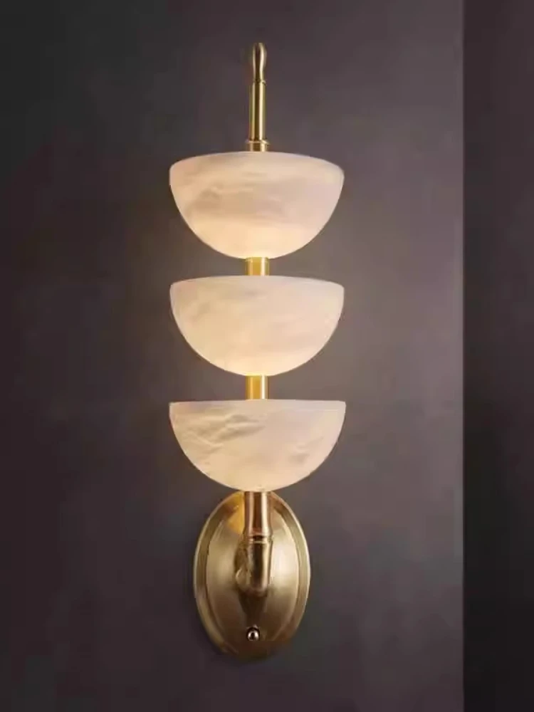 

Full copper marble LED wall lamp light luxury living room creative hotel lobby corridor staircase LED artistic bedside wall lamp