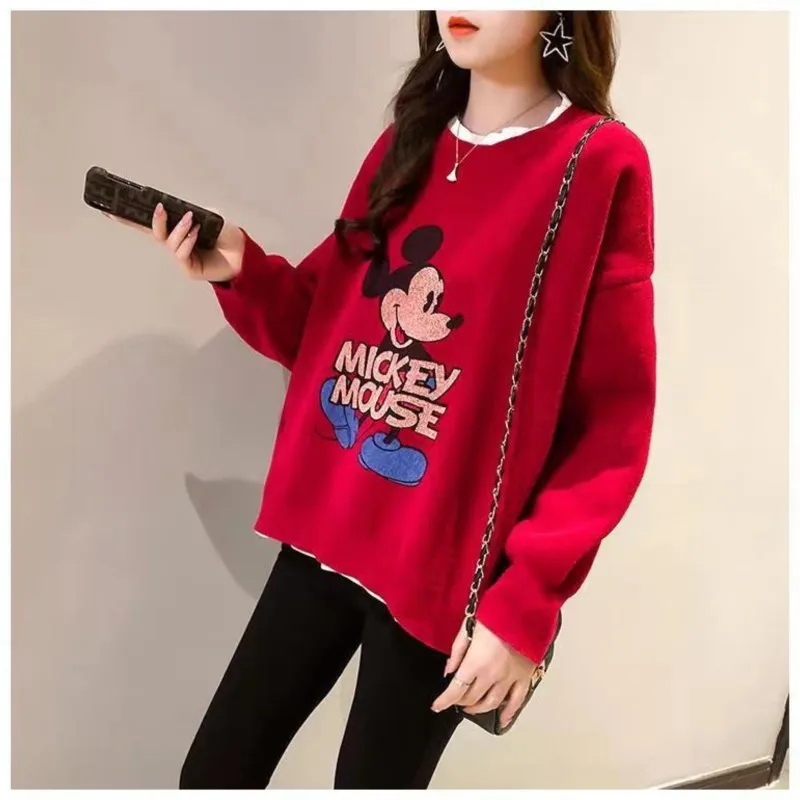 Fashion Sweatshirt Women Harajuku Mickey  Pattern Cartoon Print Casual Loose Tops Female Harajuku Hoodies Woman\'s clothing