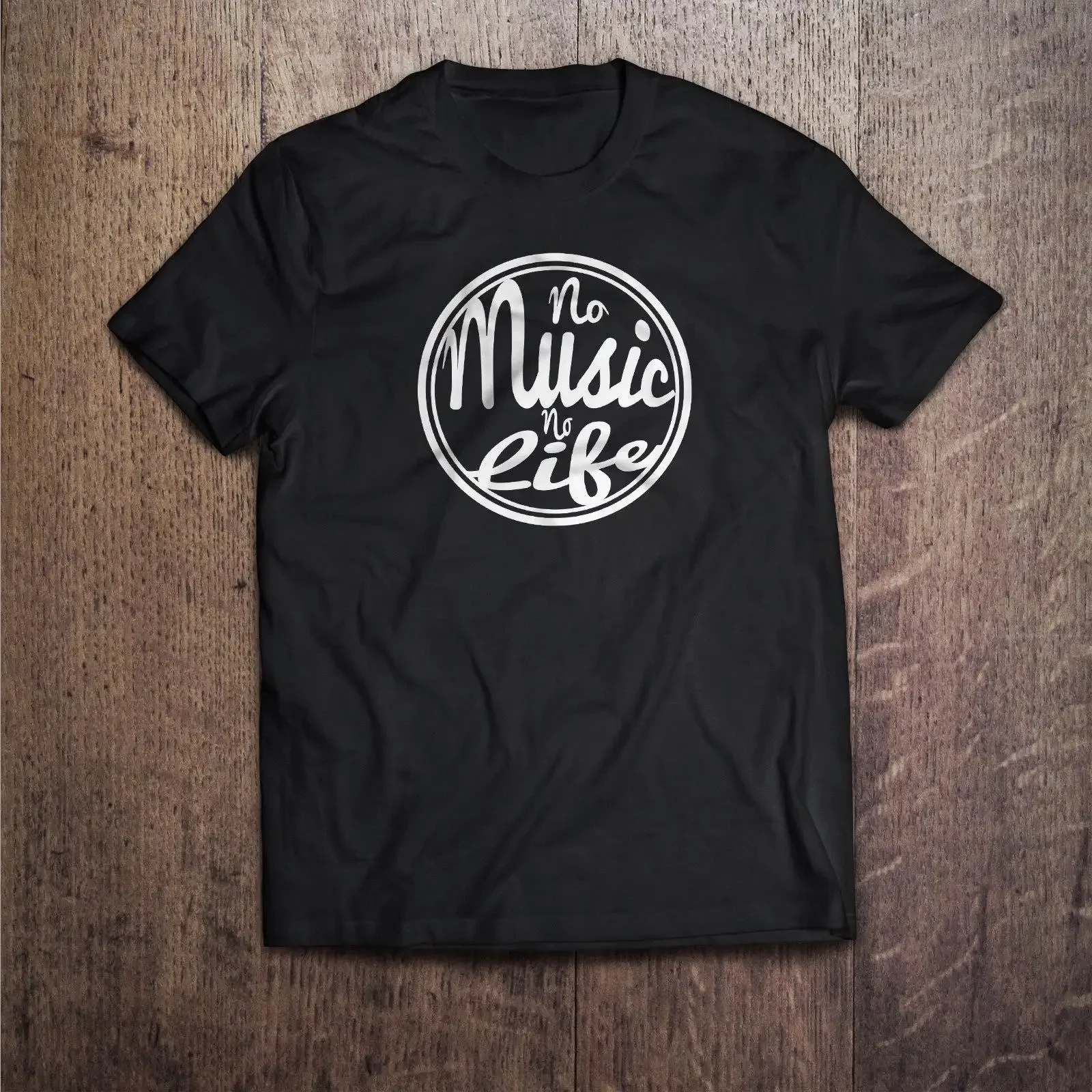 T Shirt No Music Life lustig inspirierend Neuheit schwarz Grafik tolles Geschenk vintage Washed homme Breathable