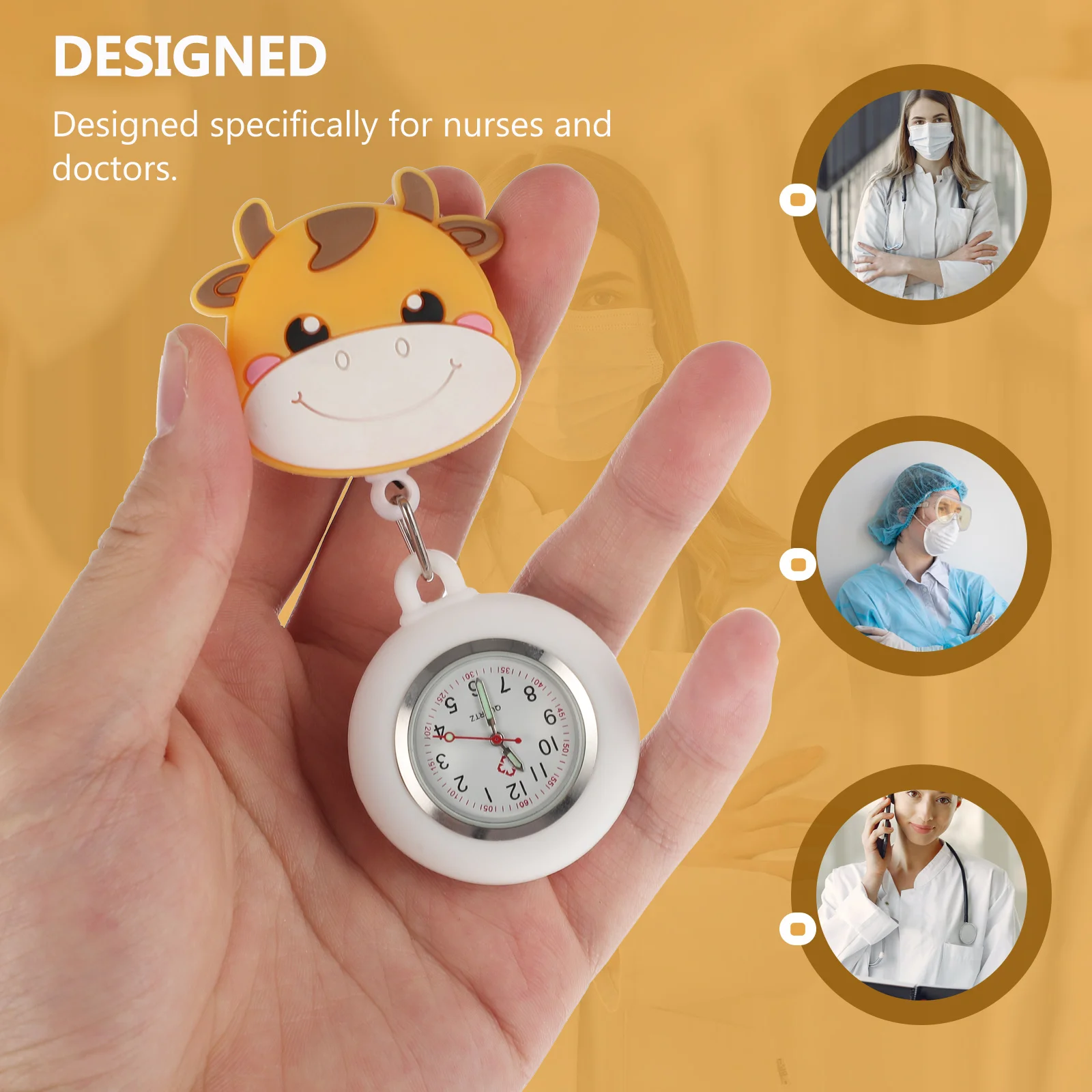 

Nurse Pocket Cartoon Hanging Watch Quartz Metal Clip Watches Women Men Small Portable Cartoon Hanging Hanger Gifts