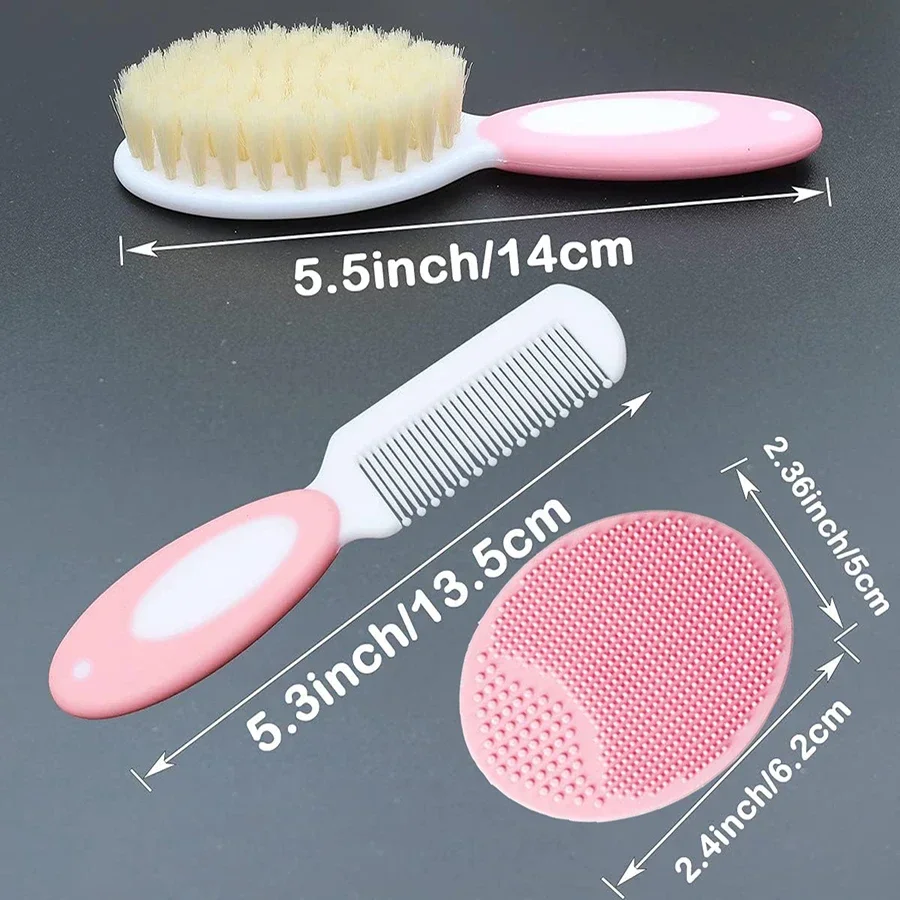 Baby Hair Brush Set for Newborn Toddlers Soft Bristles Silicone Cradle Cap Massaging Brush Infant Hair Care Bathing Soft Comb