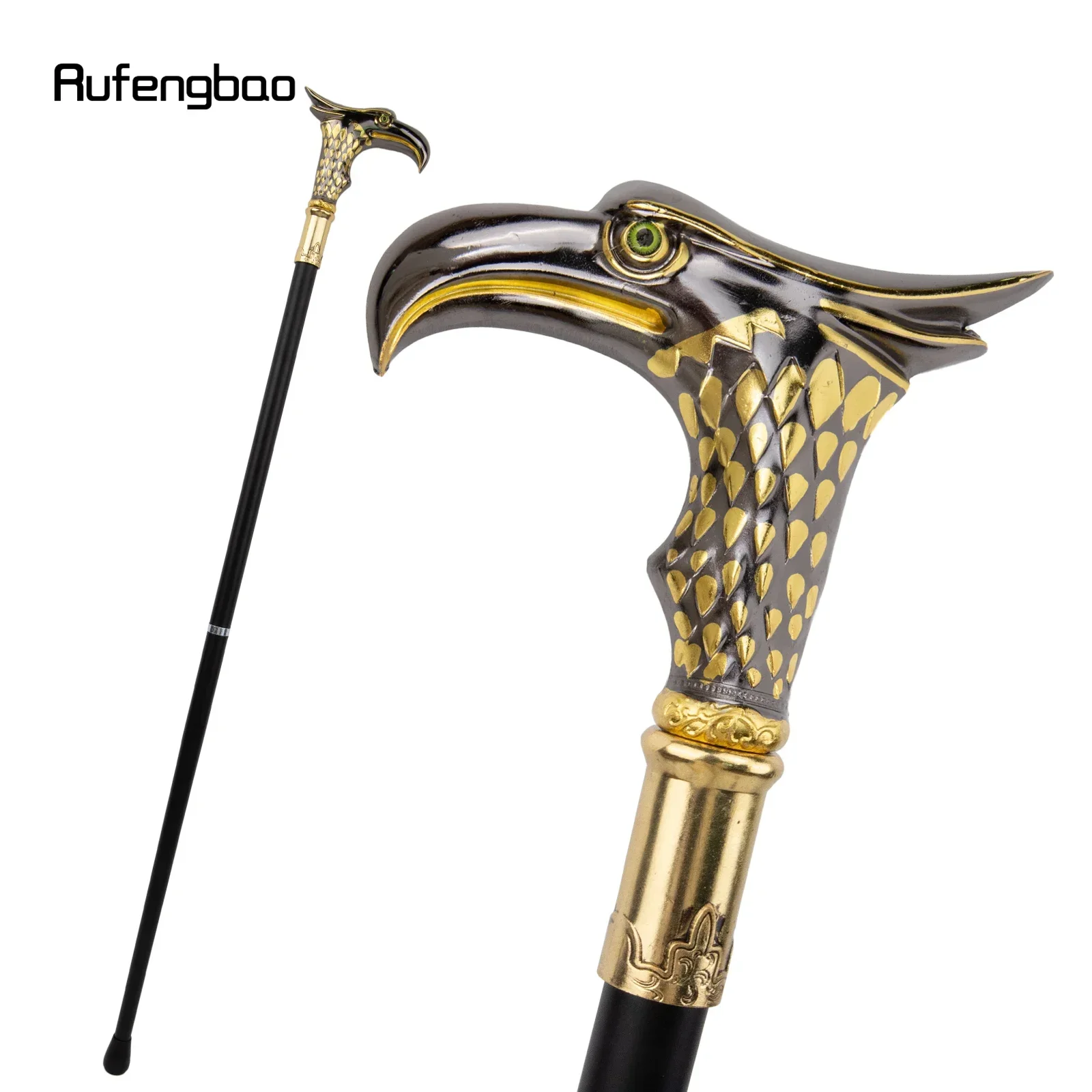 

Golden Black Eagle Walking Stick Decorative Vampire Cospaly Vintage Party Fashionable Walking Cane Halloween Crosier 93cm