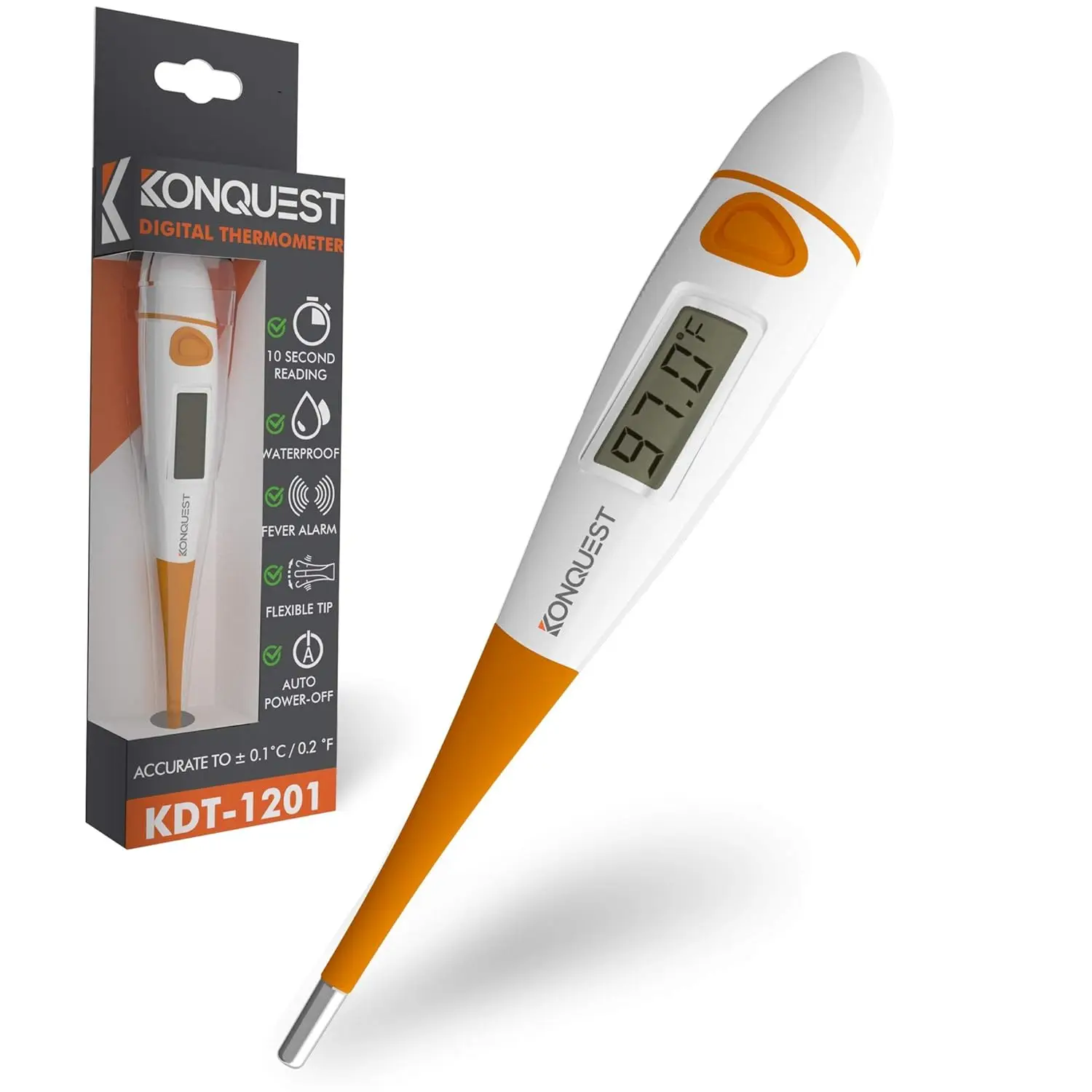 Digital Medical Thermometer: Fast 10-Second Reading, Accurate, Easy to Use for Oral, Armpit, Rectal - Fever Alert, Water