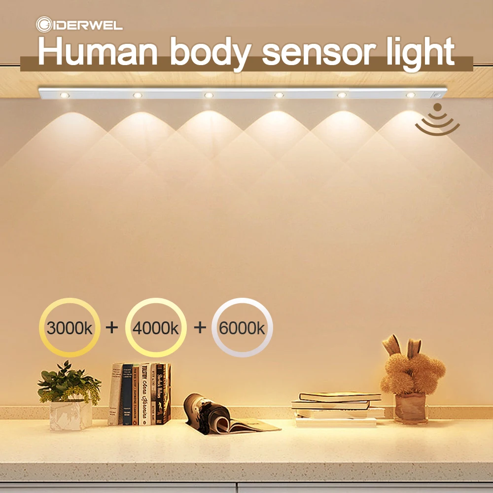 USB LED Night Light Motion Sensor Closet 20cm/40cm Lights Under Cabinet Lamp Safe Lights Wireless Stick-on Magnetic for Bedroom