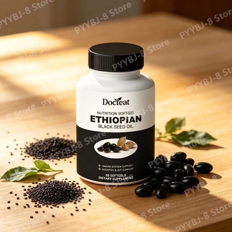 

60Count Black Seed Oil Capsules Support Immune and Digestive System Health Contain Gentle Herbal Ingredient and VitaminC,D3,zinc