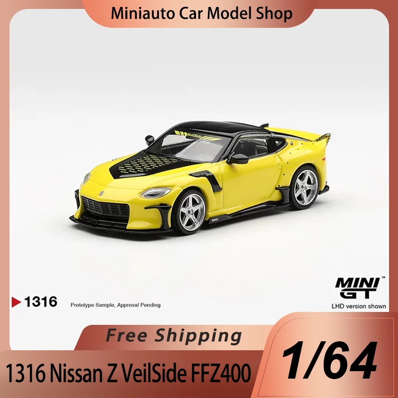 

MINI GT 1:64 #1316 Nissan Miniature Fairlady Z Diecast VeilSide FFZ400 Model Car ToyWidebody Kit Ikazuchi Yellow Pre-order