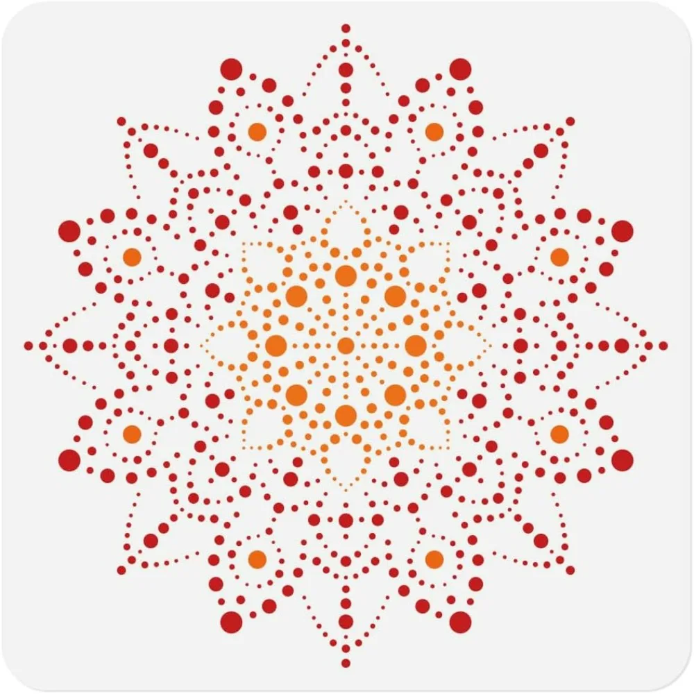 Dot Mandala Stencil Template 11.8 x 11.8 Inch Plastic Stencil for Painting on Wood Wall Floor Tile Fabric Glass DIY Home Decor