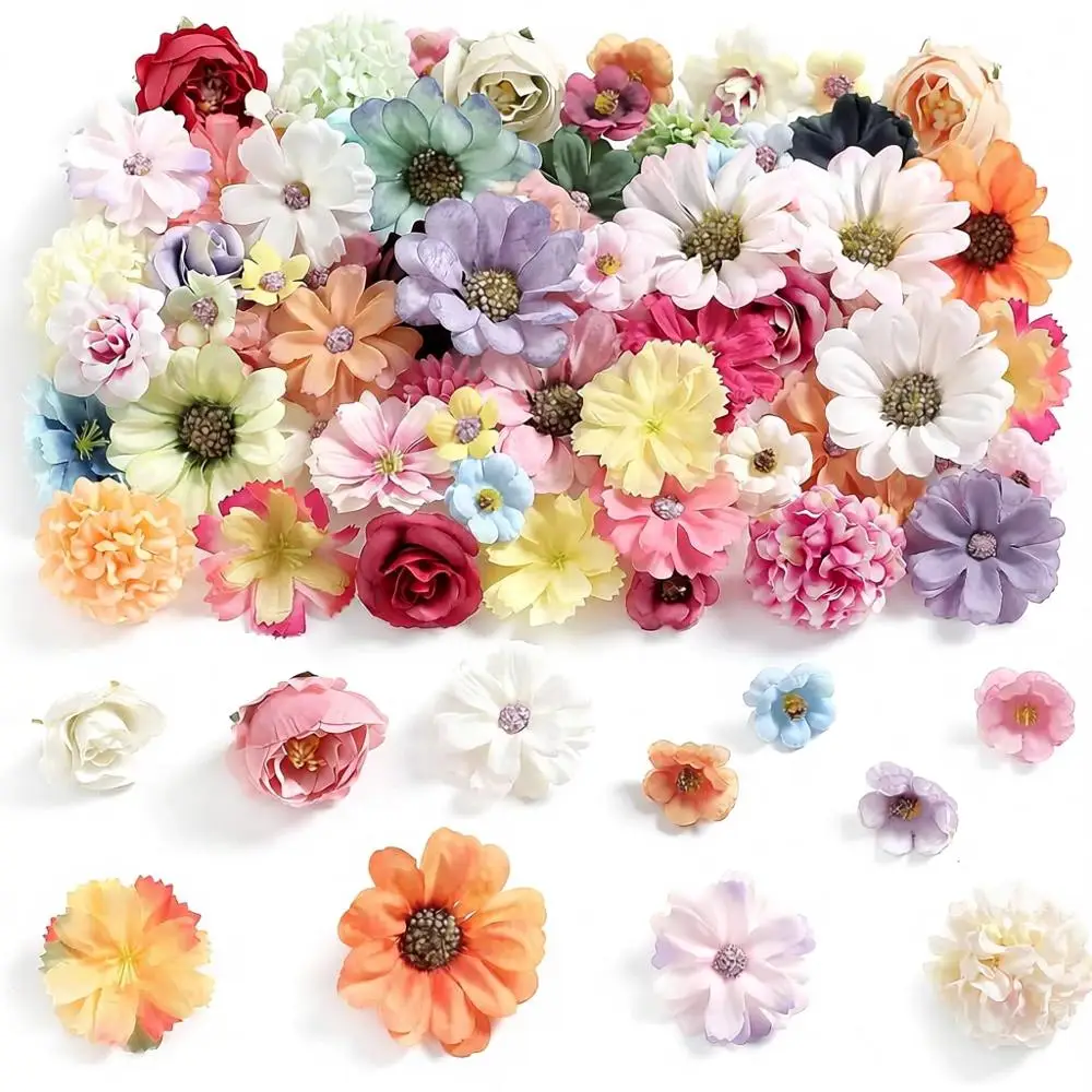 

Multicolor Silk Mini Artificial Flowers Set: Peony, Daisy, Rose for Wedding Party & Home Decor, 2-4 cm