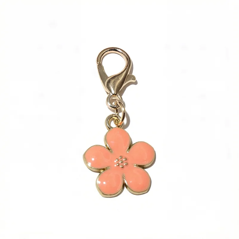 10pcs Lobster Clasp with Enamel Flower Charms