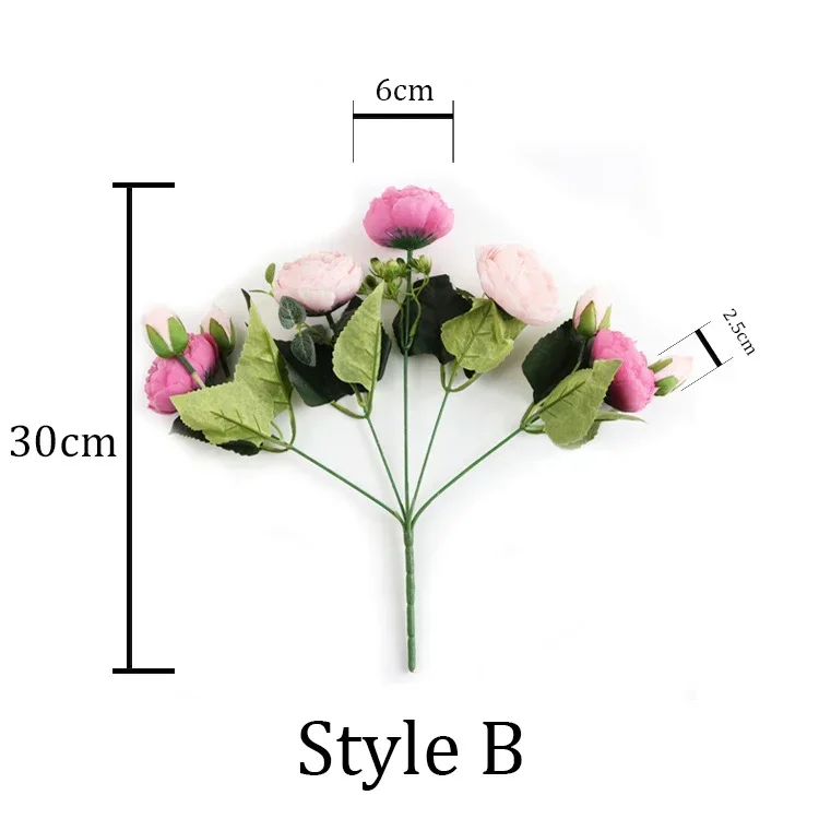 Beautiful Rose Peony Artificial Silk Flowers Small White Bouquet Vases for Home Party Winter Wedding Decoration Cheap Fake Plant