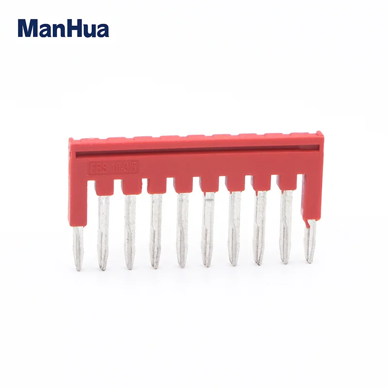 ManHua 10Pcs FBS 10-3.5 Wiring Jumper Pin PT1.5 TW/QU 1.5mm Connector DIN Rail Terminal Block Accessories Plug-in Bridge