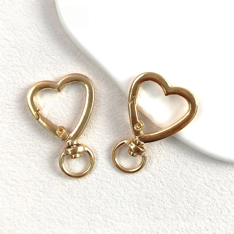 5pcs Simple And Versatile White K Heart Keychain Circle Shaped Zinc Alloy Spring Buckle Diy Jewelry Accessories Silver Black
