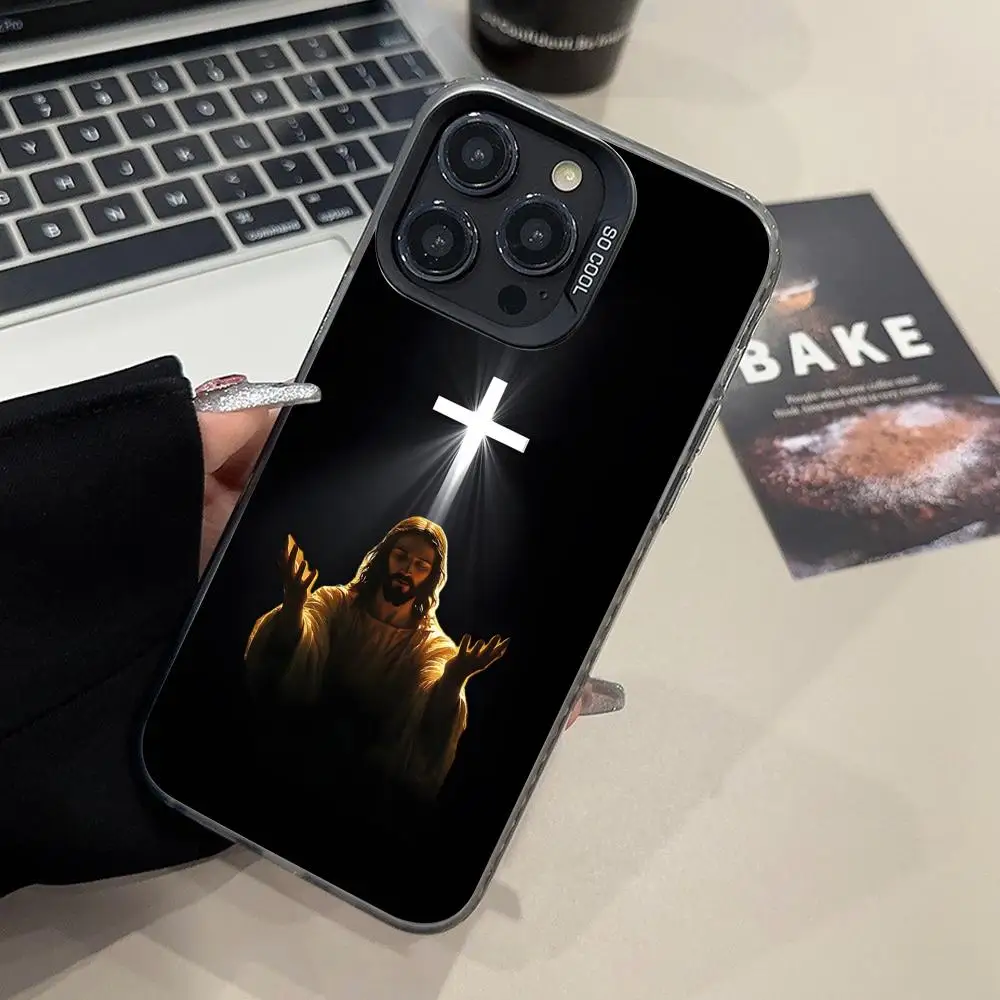 

Чехол для мобильного телефона «Иисус Христос» для iPhone 16, 15, 14, 13, 12, 11 X XR XS 8 7 Pro Max Plus, полупрозрачный смартфон с цветной печатью